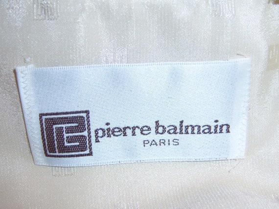 Vintage Pierre Balmain Off White Ecru Ivory PB Lo… - image 5