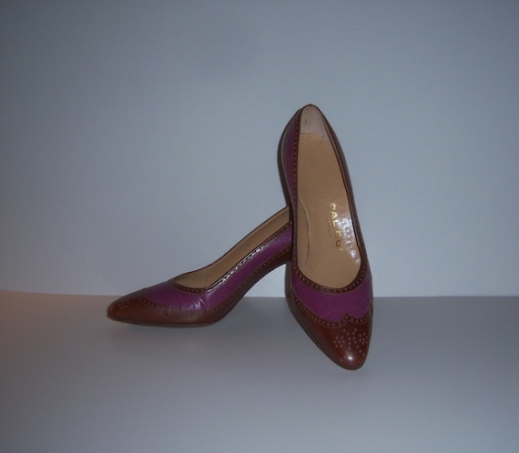 Vintage Dal Co' Roma Brown Light Purple Leather C… - image 1