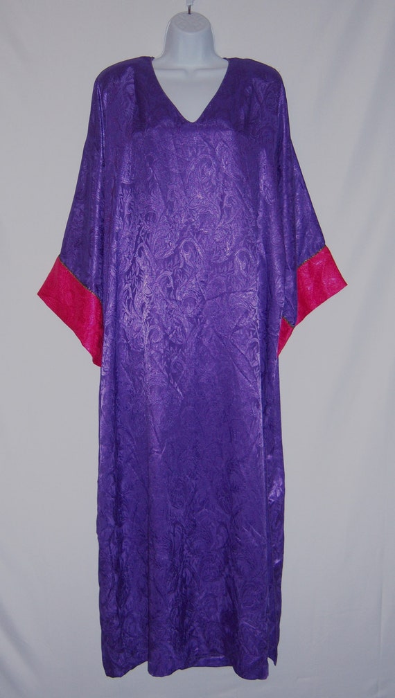 Vintage Mary McFadden Purple Hot Pink Paisley Dam… - image 2