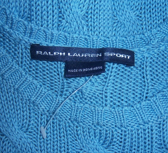 Vintage Polo Ralph Lauren Sport Blue Soft Cable Knit Cotton Vintage Polo Ralph Lauren Sport Blue Soft Cable Knit Cotton