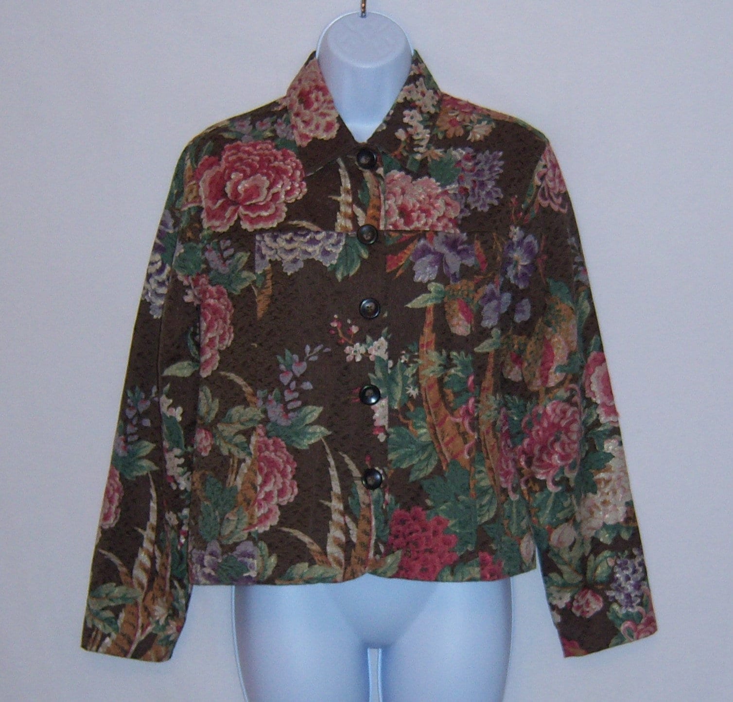 Vintage Coldwater Creek Brown Pink Mauve Asian Oriental Floral