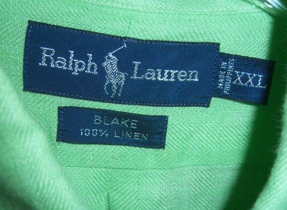 Vintage Polo Ralph Lauren Lime Green Linen Blake … - image 4