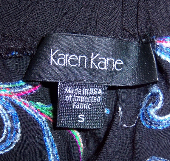 Vintage Karen Kane Black Blue Green Red Embroider… - image 4