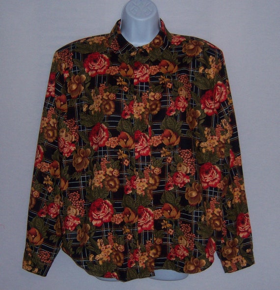 Vintage Traditional Trading Co. Navy Red Gold Ros… - image 2