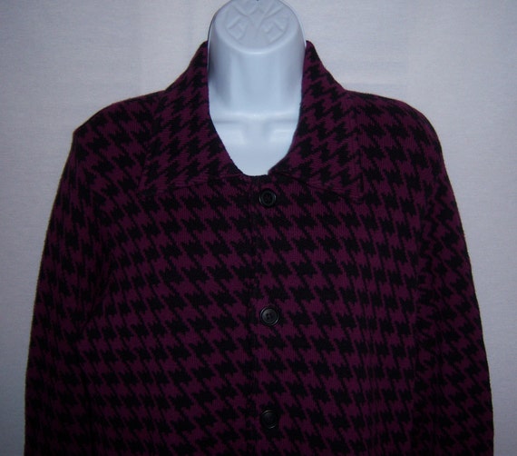 Vintage Joan Vass Black Purple Plum Berry Houndst… - image 1