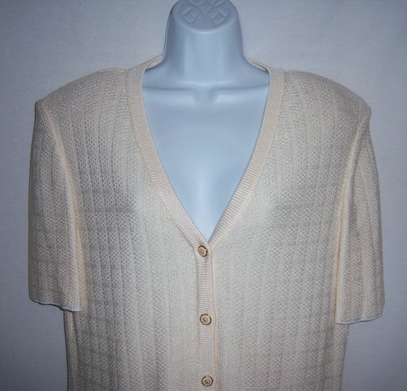 St. John Collection Marie Gray off White Cream 2 Piece Knit