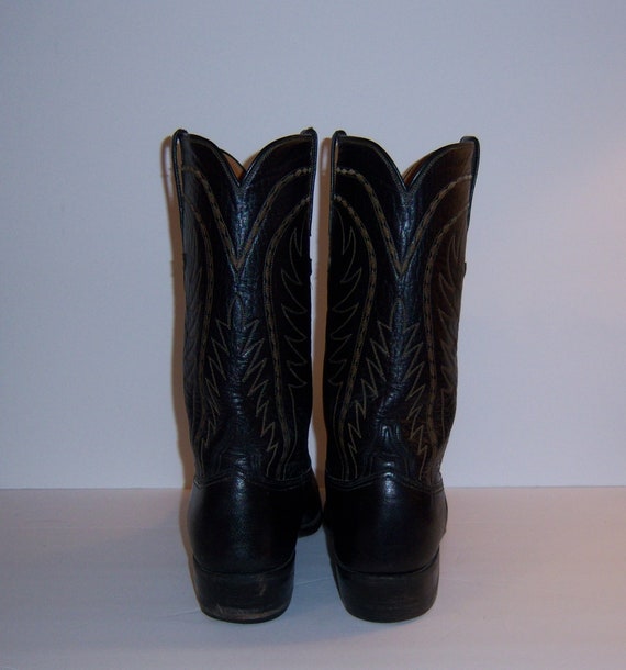 Vintage Lucchese Classic Black Leather Cowboy Boots M… - Gem