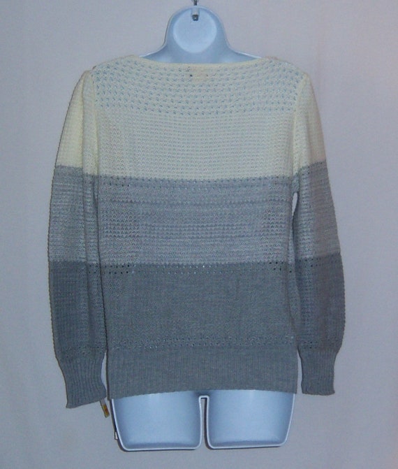 Vintage Kenneth Too! Off White Grey Bold Striped … - image 3