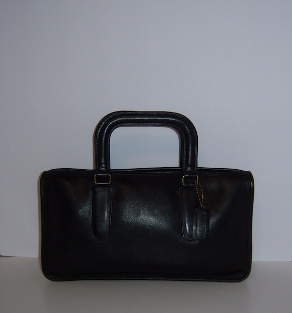 Vintage Coach Black Leather Classic NYC Satchel 2… - image 1