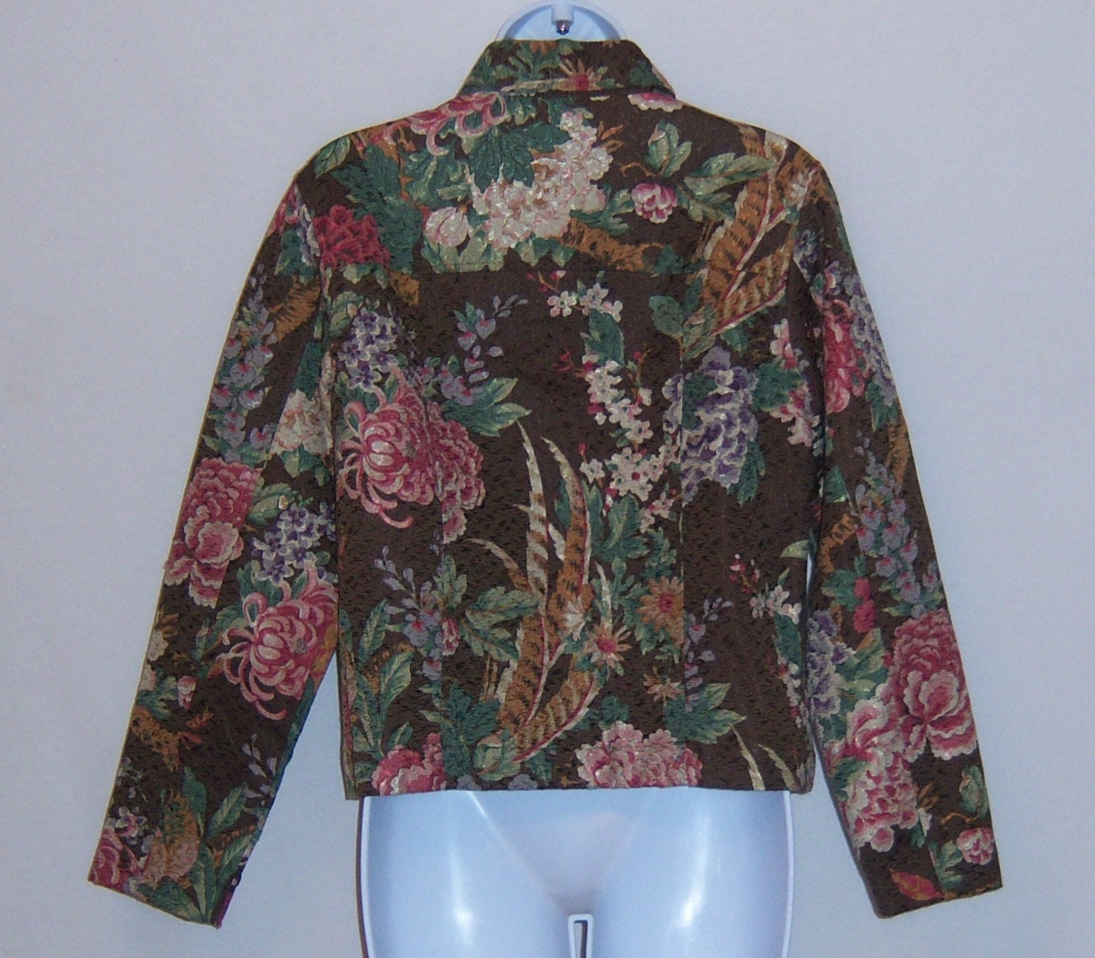 Vintage Coldwater Creek Brown Pink Mauve Asian Oriental Floral
