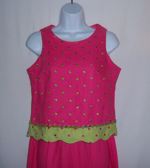 Vintage Taylor G. Hot Pink Lime Green Embroidered… - image 1