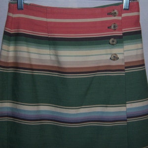 Vintage Breeches Pink Green Serape Stripe Southwest Print Cotton Wrap Sarong Skirt 6 8 Small Harold's Harold Powell Chimayo Navajo Blanket