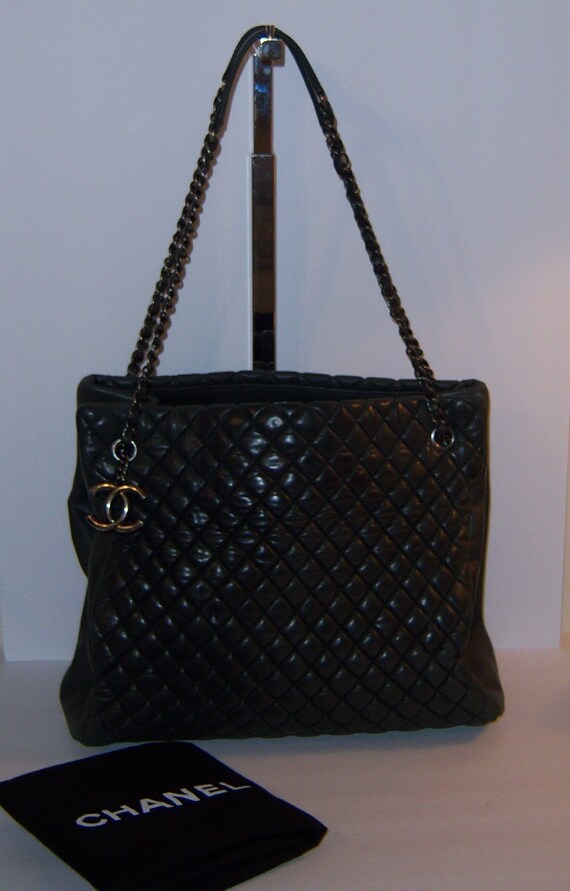 Chanel New Bubble Dark Grey Calfskin North South … - image 1