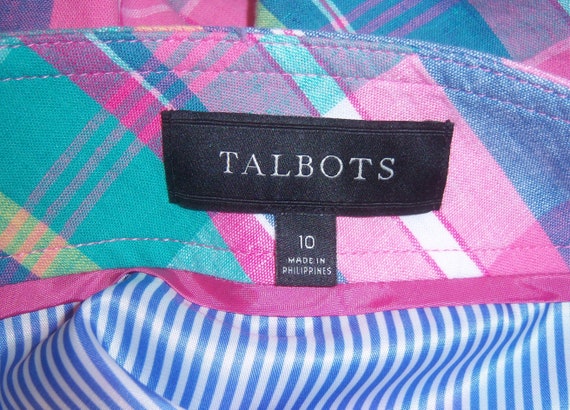 Vintage Talbots Pink Green Madras Plaid Pattern P… - image 4