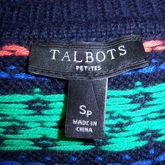 Vintage Talbots Dark Navy Blue Fair Isle Motif Se… - image 4