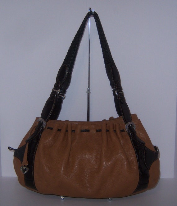 Vintage Brighton Tan Pebbled Leather Braided Trim Large Satchel Handbag Bag Purse Hand Bag Etsy