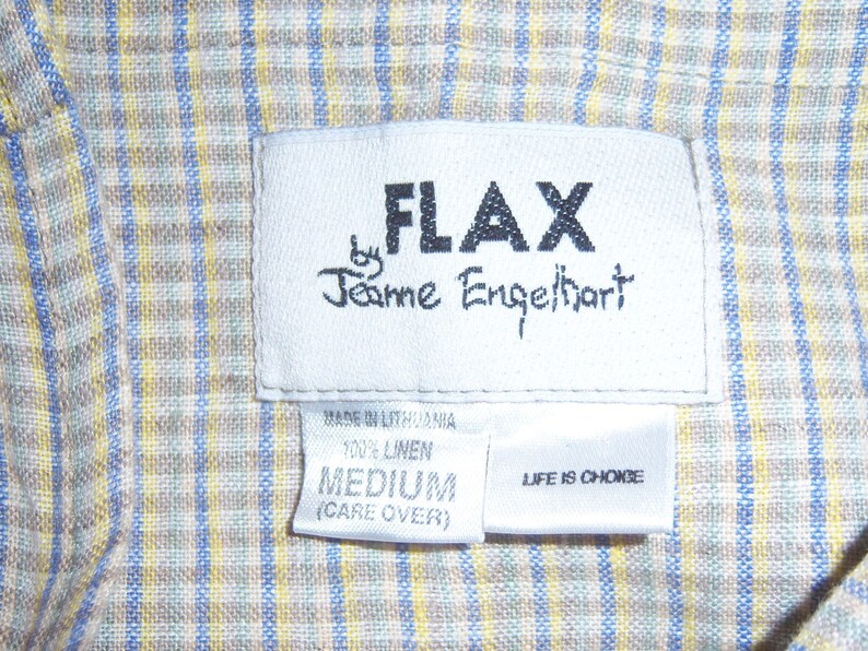 Vintage Flax by Jeanne Engelhart Yellow Blue Khaki Check Plaid | Etsy