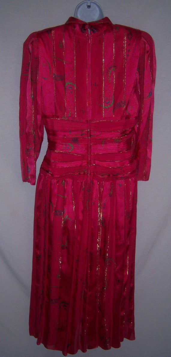 Vintage Morton Myles Magenta Hot Pink Gold Abstra… - image 3