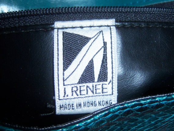 Vintage J. Renee Teal Green Snakeskin Patchwork Bag Purse