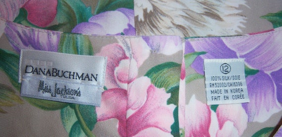 Vintage Dana Buchman Taupe Pink Lavender Peonies … - image 4