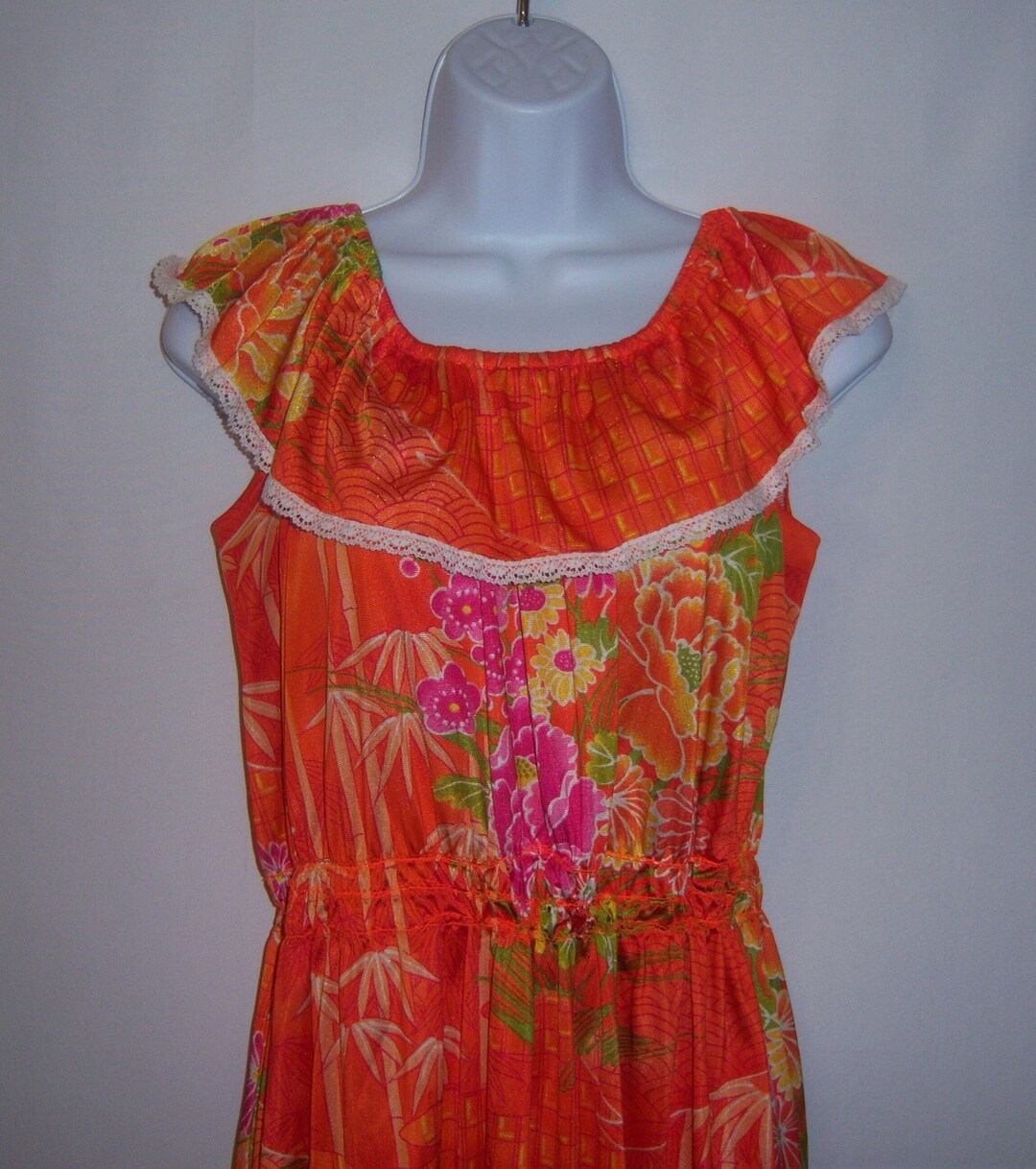 Katy's Vintage Hawaiian Dress in Green/Pink