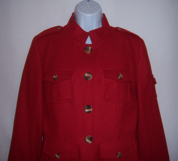Vintage Sundance Red Wool Military Style Short Jac