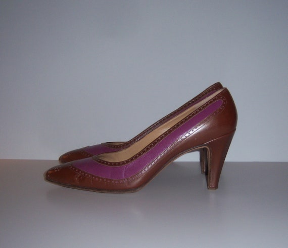 Vintage Dal Co' Roma Brown Light Purple Leather C… - image 3