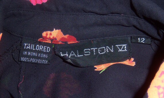 Vintage Halston IV Black Orange Floral Flower Pri… - image 4