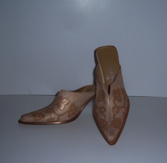 Vintage Emanuela Passeri Tan Gold Leather Cowboy … - image 1