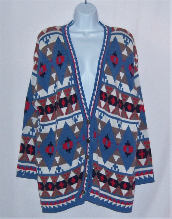 Vintage Delia McKain Blue Red White Navajo Native… - image 2