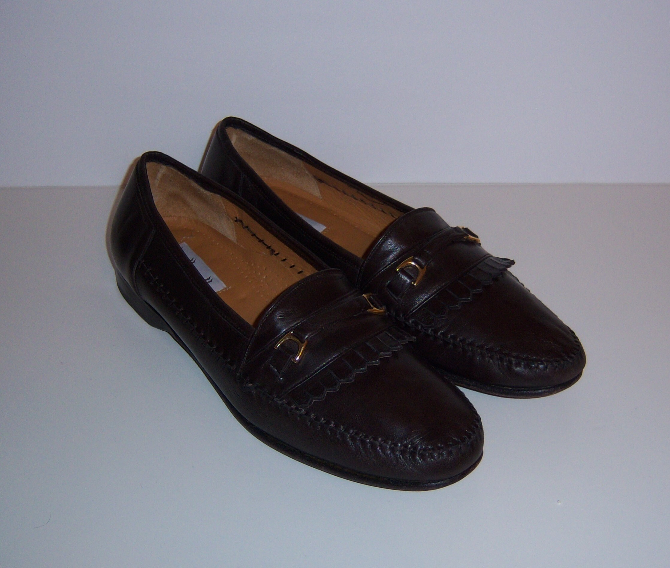 Vintage Botticelli Handmade Italian Leather Loafers Vintage Botticelli Dark Brown Leather Kilty Loafers Shoes  main image 3