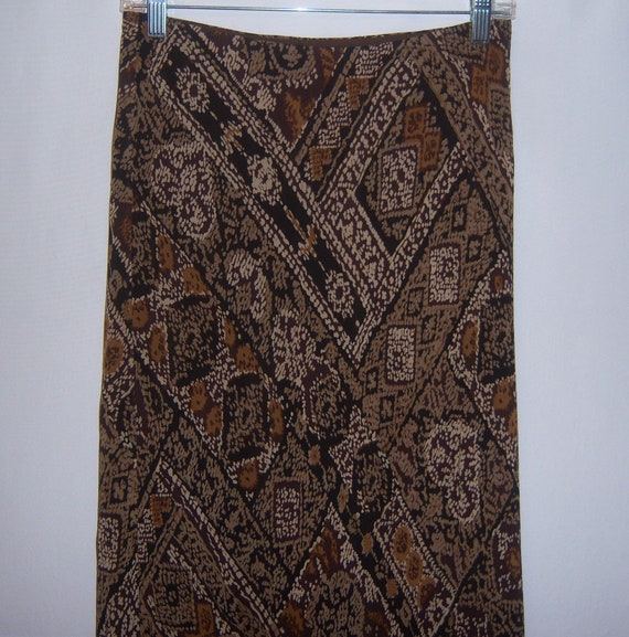 Vintage Karen Kane Brown Tan Black Tribal Print Gy