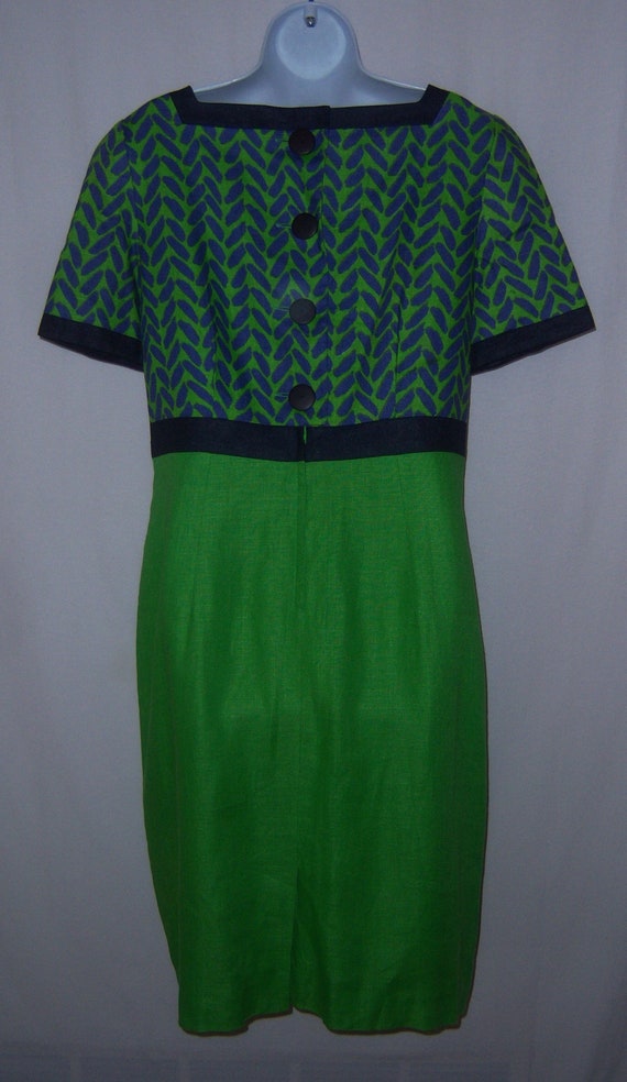 Vintage Julie Francis Green Purple Navy Blue Line… - image 3