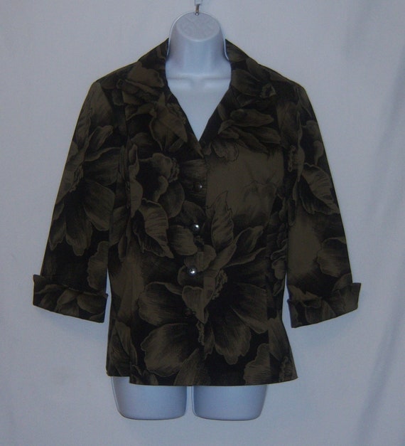 Vintage Linda Allard for Ellen Olive Green Black … - image 2