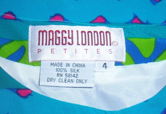 Vintage Maggie London Petites Green Purple Pink A… - image 4