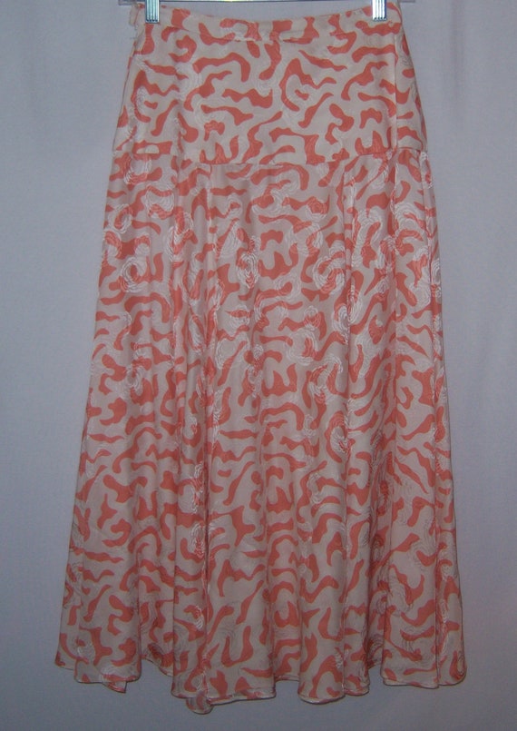 Vintage Lillie Rubin Ivory Peach Squiggle Print P… - image 3