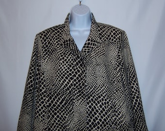 Vintage Armani Collezioni Black Ecru Large Reptile Snakeskin