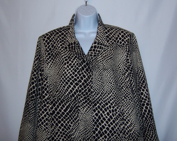 Vintage Armani Collezioni Black Ecru Large Reptile Snakeskin