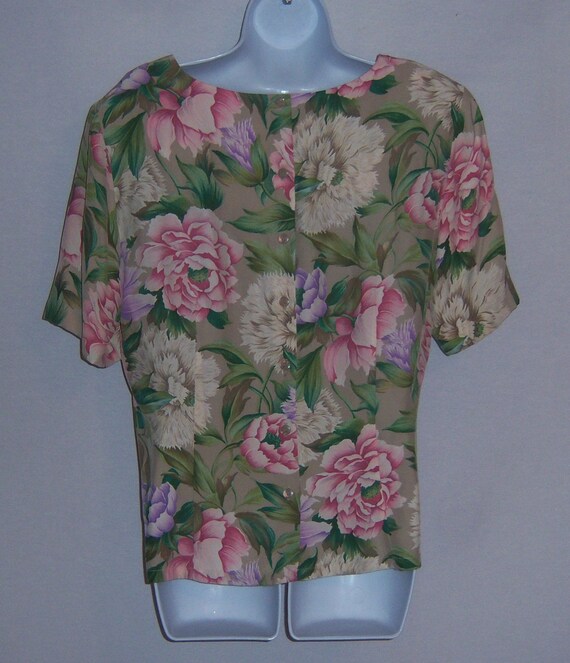 Vintage Dana Buchman Taupe Pink Lavender Peonies … - image 3