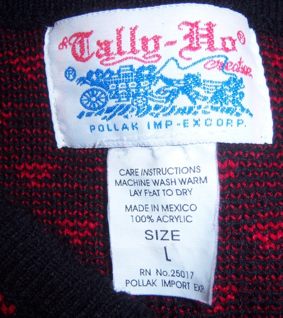 Vintage Tally Ho Black Red Mustard Green Nordic S… - image 4