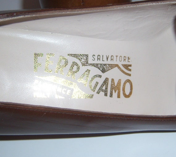 Vintage Salvatore Ferragamo Brown White FF Logo L… - image 5