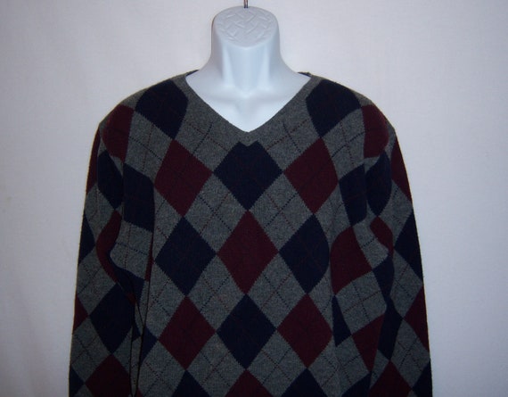 Vintage Polo Ralph Lauren Grey Navy Blue Burgundy… - image 1