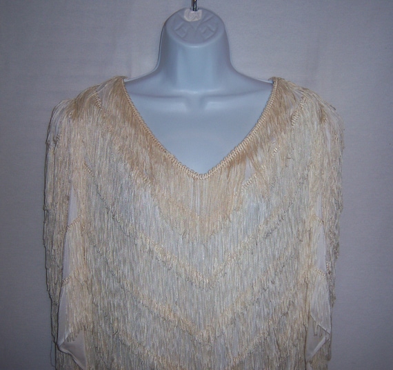 Vintage Nightworks Off White Ivory Fringed Fringe
