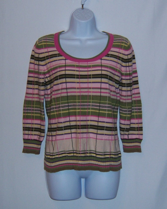 Vintage Harold's Green Pink Brown Plaid Striped C… - image 2