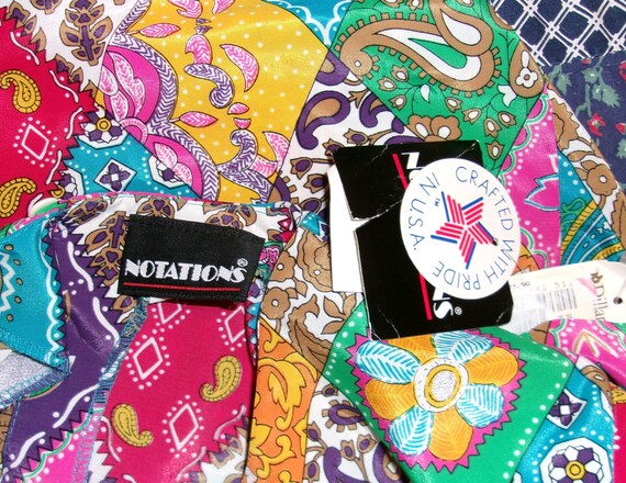 Vintage Notations Blouse Patchwork Print Animals … - image 4