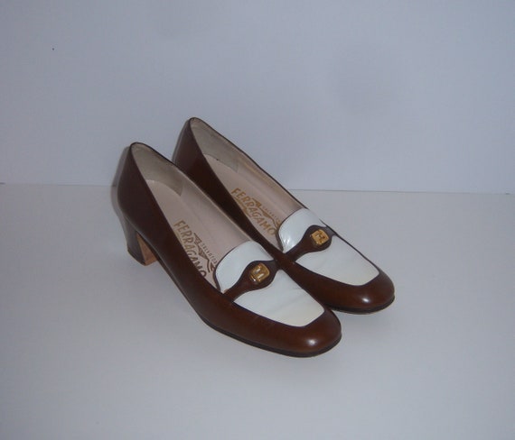 Vintage Salvatore Ferragamo Brown White FF Logo L… - image 2