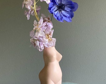 Jarrón pequeño con forma femenina, decoración boho, jarrón moderno pequeño