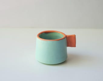 Handmade 70 ml Orange and Seafoam Modern Demitasse Cup