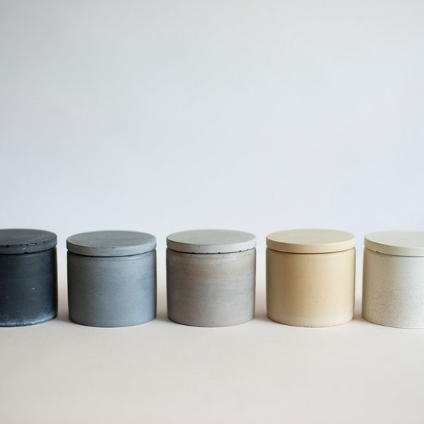 2 Inch Concrete Salt Cellar Fancy Spice Jar- Muted Colors