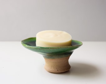 Handmade Ceramic One of a Kind Unique Emerald Soap Dish